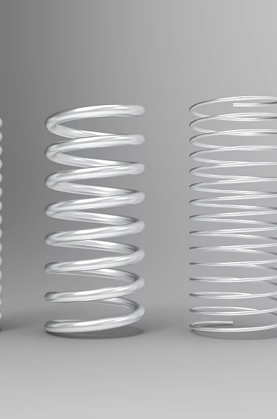 Various Metal Coiled Springs Arranged With Different Spiral Designs and Sizes 3d model