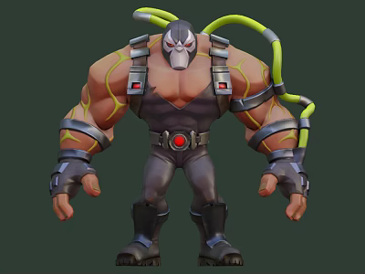 Muscular Sci Fi Character With Mechanical Green Tubes Black Bodysuit Red Device Metal Wrist Guards 3d model