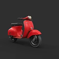 Red Vintage Scooter Motorcycle with Black Seat and Classic Design on Dark Background