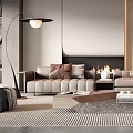 Modern Living Room Interior Design With Beige Sofas Marble Coffee Table Fireplace And Decorative Painting
