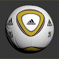 Adidas White And Yellow Soccer Ball With Triangular Patterns And Brand Logos
