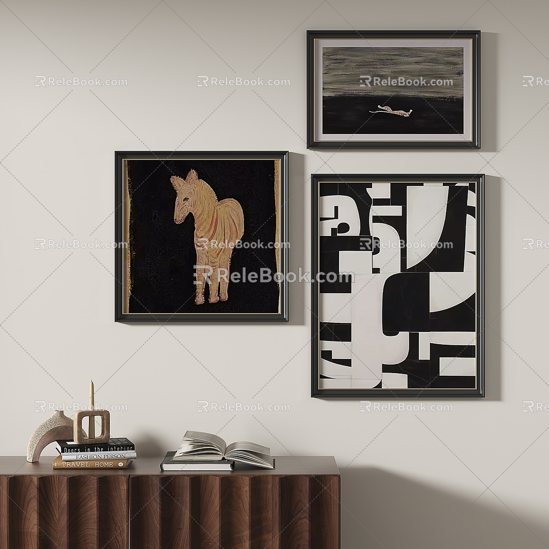 French retro abstract decorative painting 3d model