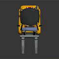 Yellow Industrial Forklift With Blue Frame Black Seat And Orange Accents