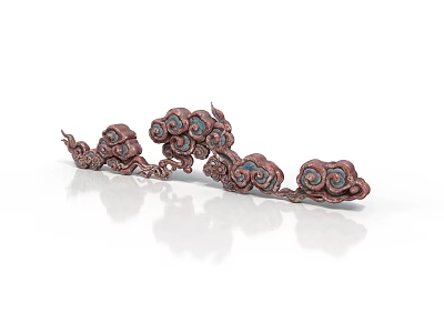 Exquisite Cloud Flower Shaped Decorative Ornament With Red Blue Patterns And Glossy Surface 3d model