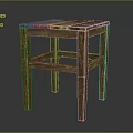 Rustic Wooden Stool Furniture With Marble Top And Sturdy Frame Structure Design