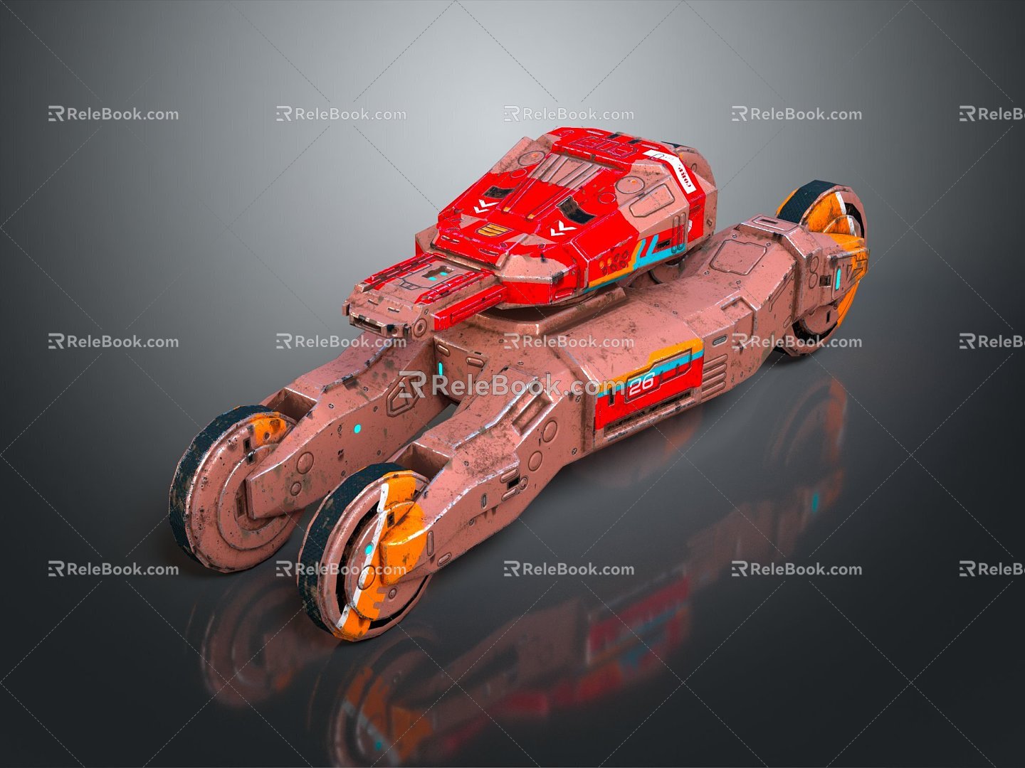 Sci-fi Tank Sci-fi Racing Cartoon Tank Sci-fi Vehicle 3d model