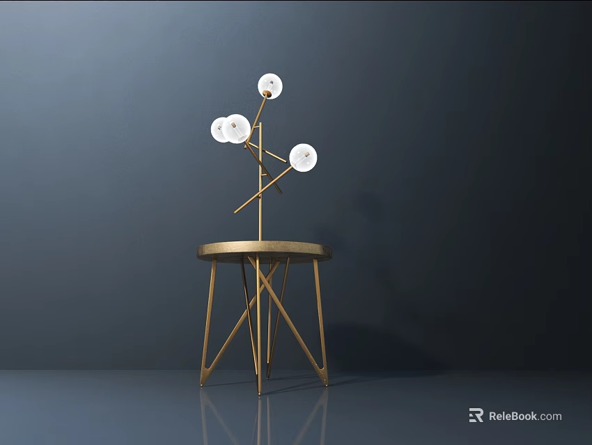 Modern Golden Branch Design Table Lamp With Multiple Bulbs And Metallic Stand 3d model 