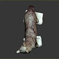 Standing Wolf Sculpture With Open Mouth Brown Purple Spots On White Bases