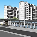 Modern Entrance Gate Design With High Rise Buildings And Glass Frontage