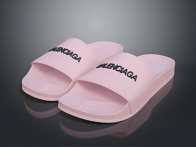 Lightweight Stylish Pink Balenciaga Slippers With Comfortable Design For Daily Use 3d model