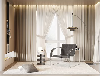 Modern Curtain Universal Curtain Fabric Curtain Living Room Curtain Gauze Curtain 3d model