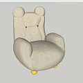 Cute Ear Shaped Single Sofa With Light Beige Fabric And Yellow Small Legs 3d model