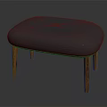 Comfortable Gray Padded Ottoman With Sturdy Wooden Legs And Simple Design