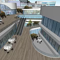 Modern Commercial Complex Design With High rise Buildings Green Open Spaces And Central Roadway