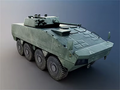 Military Six Wheeled Armored Combat Vehicle With Turret And Reinforced Armor 3d model