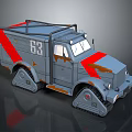 Gray Tracked Truck With Red Stripes Number 53 And Worn Details