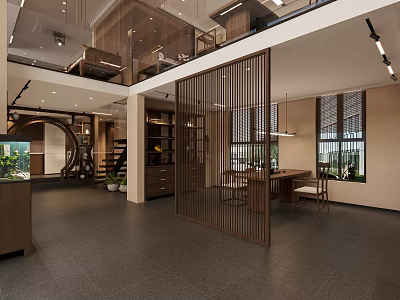Modern Boutique Interior With Open Layout Wooden Shelves And Elegant Lighting 3d model