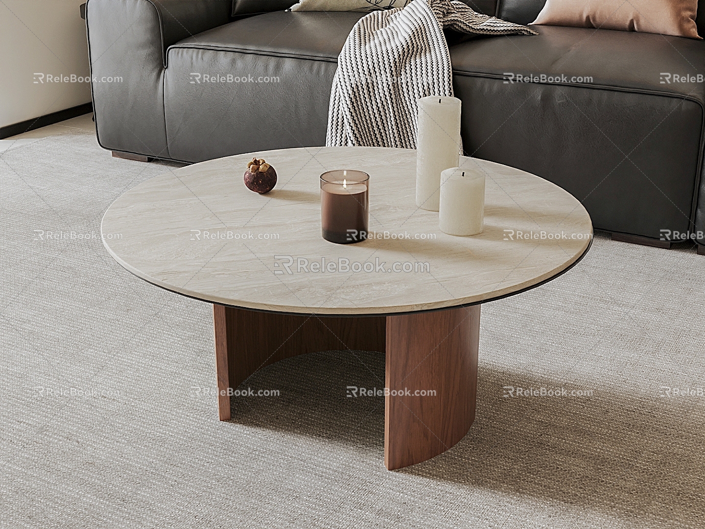 Modern Middle Ancient Cave Stone Tea Table 3d model