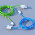 Green And Blue USB Charging Cables Practical Daily Living Accessories