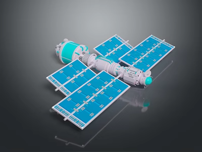 Detailed Space Station Model With Blue Solar Panels And White Blue Structure 3d model
