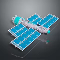 Detailed Space Station Model With Blue Solar Panels And White Blue Structure