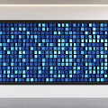 Modern Wall Decorated With Large Blue And Black Square Mosaic Art