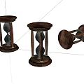 Three Piece Vintage Wooden Hourglass Decorative Ornament Set For Home Decor