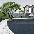 Garden Landscape Design With Winding Paths Water Features Green Terrain And Architectural Structures