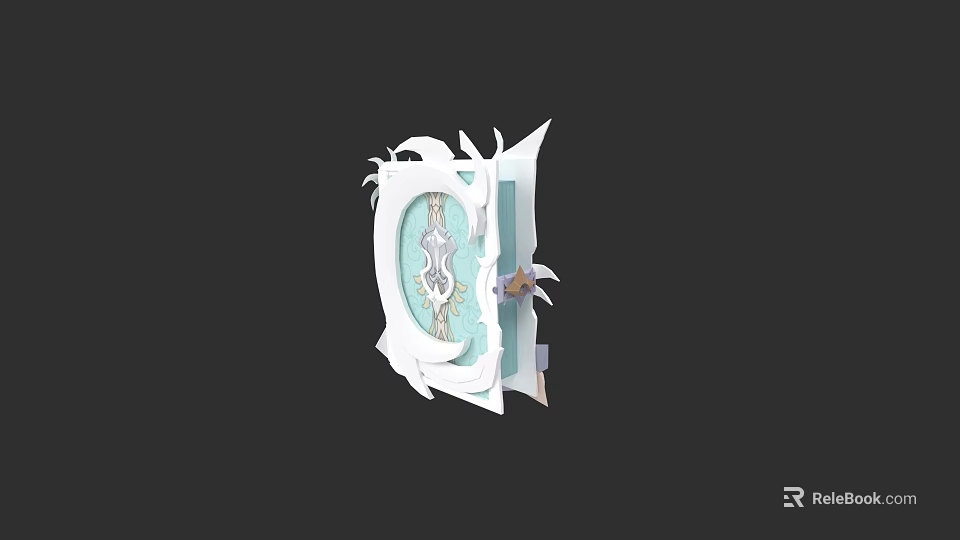 White Winged Fantasy Weapon With Blue Gemstone And Intricate Silver Accents 3d model 