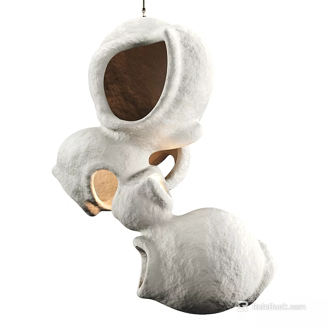 Unique White Modern Chandelier With Artistic Irregular Hollow Design For Contemporary Interior Spaces 3d model 