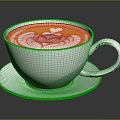 Plant Themed Latte Art Design In White Coffee Cup On Black Table With Saucer