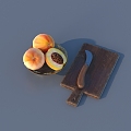 Peach fruit knife cutting board 3D model 3d model