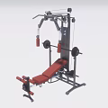 Multifunctional Home Fitness Equipment With Red Seat And Barbell For Training