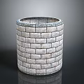 Cylindrical Stone Brick Structure With Circular Top And Textured Surface 3d model
