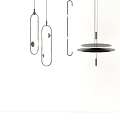 Modern Interior Pendant Lights With Geometric Shapes Curved Lines And Metal Frames