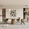 Modern dining table and chair combination 3d model