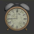 Vintage Alarm Clock With Silver Bells Red Top And Roman Numerals On Dark Background