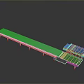 Long Modern White Platform With Support Pillars And Adjacent Walkway 3d model