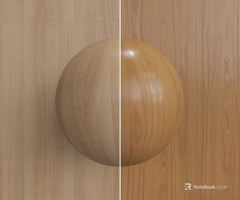Wooden Spherical Component With Two Tone Wood Grain Finish Against Wooden Panel Background 3d model 