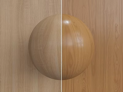 Wooden Spherical Component With Two Tone Wood Grain Finish Against Wooden Panel Background 3d model