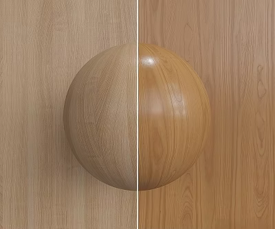 Wooden Spherical Component With Two Tone Wood Grain Finish Against Wooden Panel Background 3d model