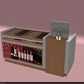 Modern Gold And White Reception Desk With Cosmetics Display Area And Counter 3d model