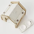 Wooden Garden Pet House With Cushion And Bowl Stand In Light Wood Tone