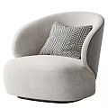 Modern Rounded Single Sofa With Light Gray Upholstery And Geometric Pattern Pillow 3d model