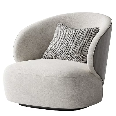 Modern Rounded Single Sofa With Light Gray Upholstery And Geometric Pattern Pillow 3d model