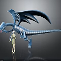 Blue Winged Dragon And White Haired Female Character In Fantasy 3D Design