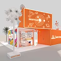 Mistine Orange Container Exhibition Booth With Decorative Design Elements And Brand Signage 3d model
