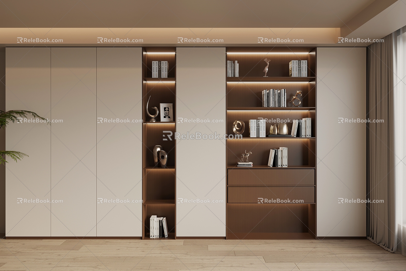 Middle Style Bookcase 3d model