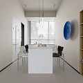 Modern Foyer Hallway With Light Brown Cabinets And Dark Door
