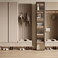 Modern Shoe Cabinet Interior Design With Coat Hooks Bench And Storage Spaces 3d model